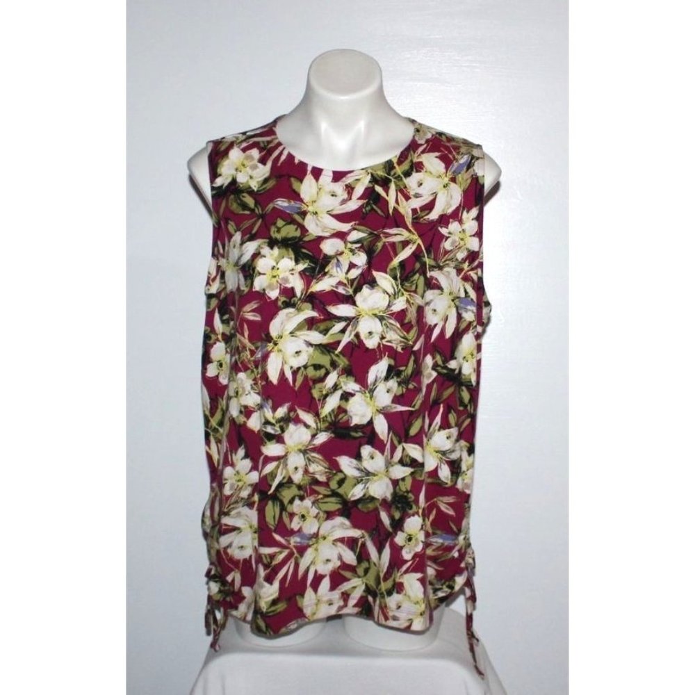 J JILL Plus Women's Floral Cotton Blend Top Size 2X
